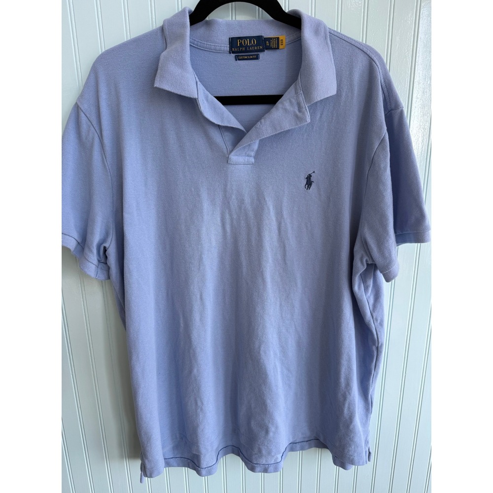 Polo Ralph Lauren Custom‎ Slim Fit Men's Light Blue Polo Shirt XL Preppy Classic